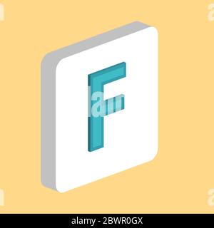 Letter F Simple vector icon. Illustration symbol design template for web mobile UI element. Perfect color isometric pictogram on 3d white square. Lett Stock Vector