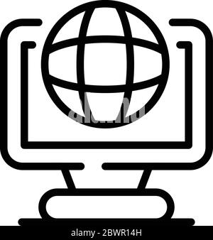Language translator monitor icon, outline style Stock Vector