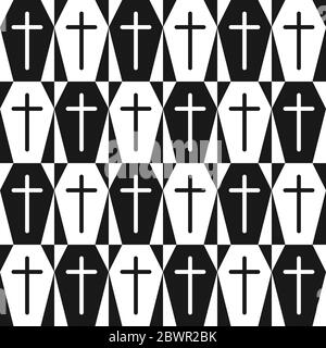 Seamless geometric pattern with coffins Stock Vector