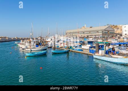 View of boats in the harbour, Jaffa Old Town, Tel Aviv, Israel, Middle East
