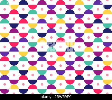 Seamless pattern of colorful geometric and circle modern on white background - Vector illustration Stock Vector