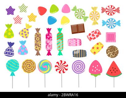 Sweets and candies icon vector set on white background - Vector illustration Stock Vector