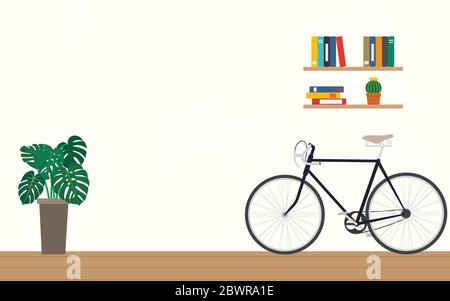 Design of modern home office workspace room interior - Vector illustration Stock Vector