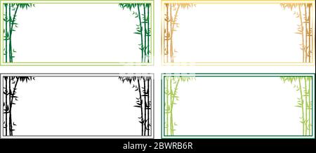 Collection of bamboo template frame vector set - Vector illustration Stock Vector
