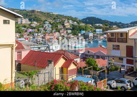 Elevated view of the Carnarge of St George's, Grenada, Windward Islands, West Indies, Caribbean, Central America Stock Photo