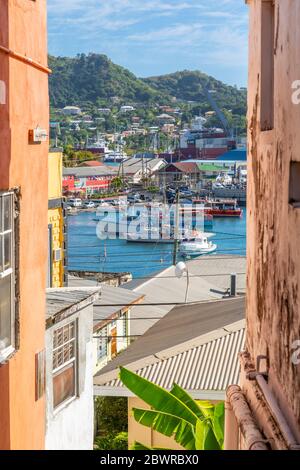 Elevated view of the Carnarge of St George's, Grenada, Windward Islands, West Indies, Caribbean, Central America Stock Photo