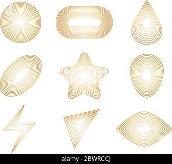 Vector illustration of golden line in geometric shape element isolated on white background Stock Vector