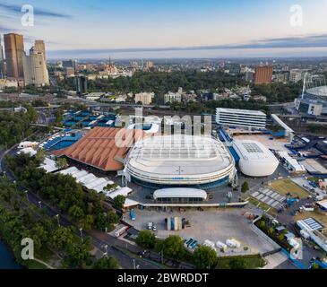 Melbourne Australia February 2nd 2020 : Aerial panoramic view of the Rod Laver arena in Melbourne Australia Stock Photo