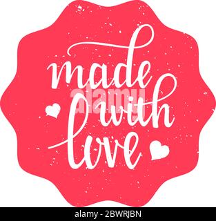 Made with Love Hand Lettering Calligraphy Label Stock Vector