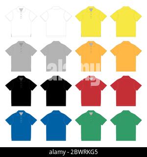 Download Set Of Technical Sketch Unisex T Shirt Design Template Front And Back View White Grey Black Blue Milk Pink Red Colors Melange And Stripes Fab Stock Vector Image Art Alamy