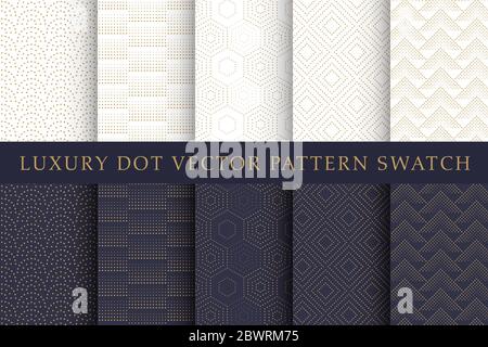Golden luxury dot vector pattern swatch set Stock Vector