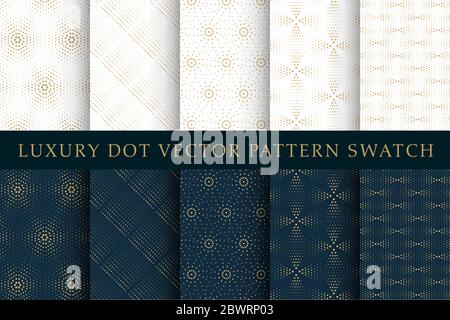 Golden luxury dot vector pattern swatch set Stock Vector