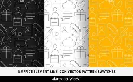 Office element line icon vector pattern swatches Stock Vector