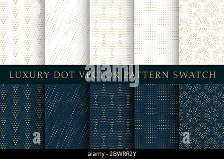 Golden luxury dot vector pattern swatch set Stock Vector
