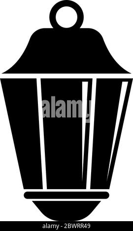 Street Lantern, Old Pendant Light Lamp. Flat Vector Icon illustration. Simple black symbol on white background. Street Lantern, Pendant Light Lamp sig Stock Vector