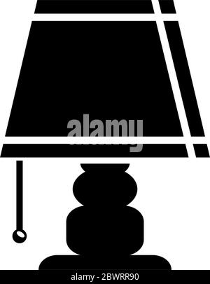 Bedside Table Lamp, Desk Night Light. Flat Vector Icon illustration. Simple black symbol on white background. Bedside Table Lamp, Desk Night Light sig Stock Vector