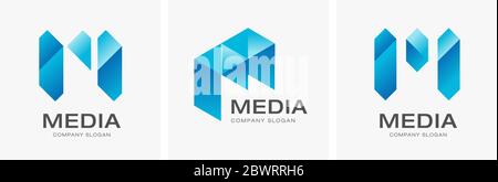 Letter M concept media technology logo design vector Stock Vector