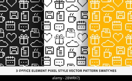 Office element pixel style vector pattern swatches Stock Vector