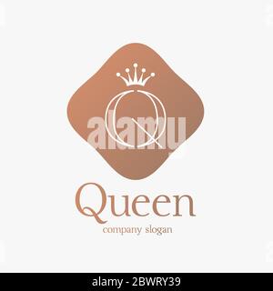 Typography luxury golden queen concept logo design vector Stock Vector