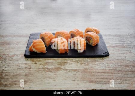 Nigiri popular dish in Japan, made up of salmon
