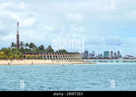 Landscape with view of Tambau Beach and the city in background in Joao Pessoa(Jampa) Paraiba Brazil. Brazilian northeast tourist beach Stock Photo