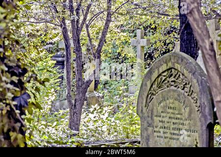 Graves on Highgate Cemetery, Graeber auf dem Friedhof in Highgate Stock Photo