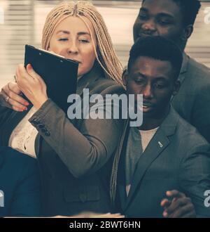close up. a group of diverse young employees in the workplace Stock Photo