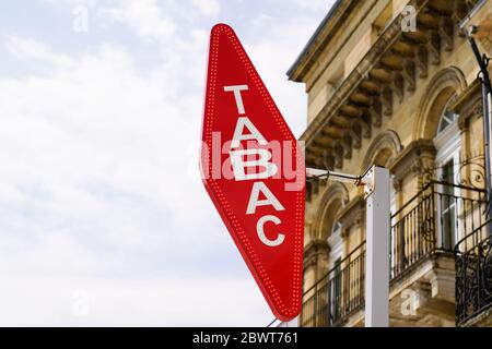 Bordeaux , Aquitaine / France - 06 01 2020 : tabac French shop tobacco sign in france Stock Photo