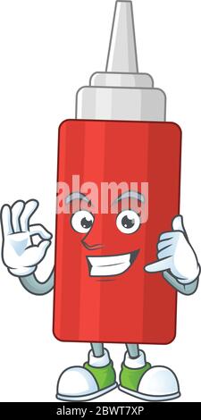 cartoon picture of sauce bottle make a call gesture Stock Vector