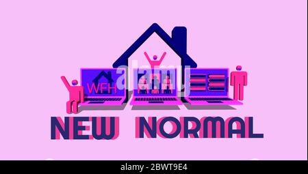 New normal lifestyle concept. After Outbreak . After the Corona virus or Covid -19 causing the way of life of humans to change to new normal. Stock Vector