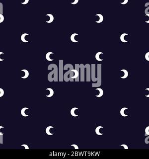 Seamless pattern with white half moon, crescents on dark blue background. Ethnic background. Geometric seamless texture. Simple vector illustration. Stock Vector