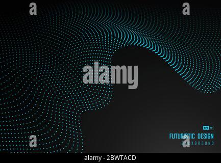 Abstract dot particle of blue design element technology artwork on black 0background. Use for copy space of text, ad, poster, template design, print. Stock Vector