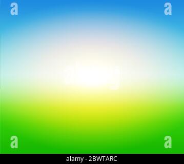 Blurry Farm Field gradient background with of green and blue with light glow for copy space. Stock Vector