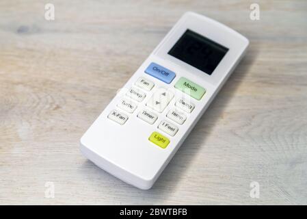 Air conditioner remote control with LCD display. Stock Photo