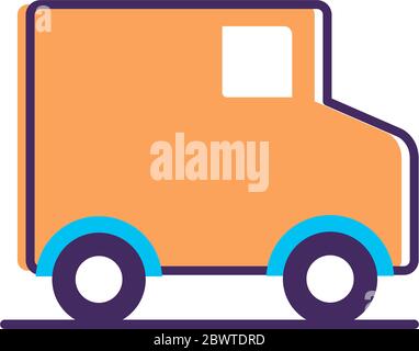 van delivery service line and fill style icon Stock Vector