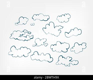 sky clouds one line vector set Stock Vector