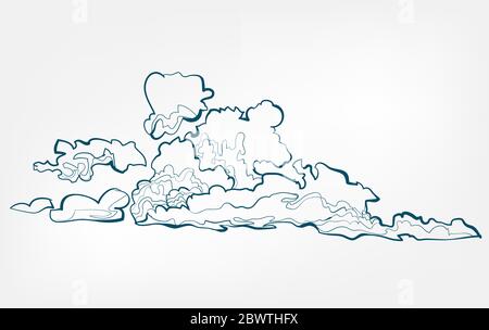 sky clouds one line vector set Stock Vector