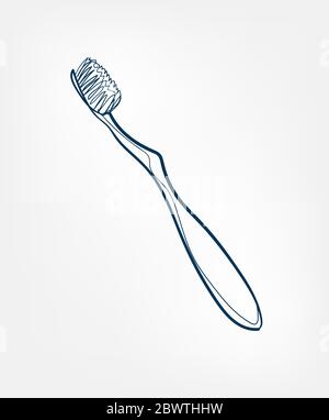 toothbrush line vector clip art isolated Stock Vector