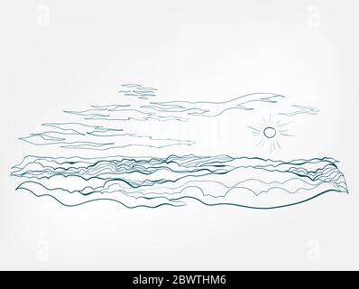 sky clouds one line vector set Stock Vector