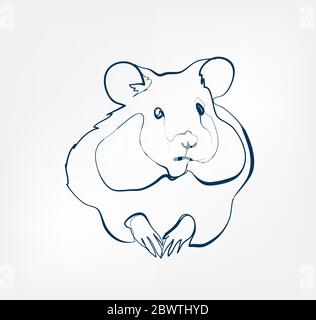hamster vector animal wild one line Stock Vector