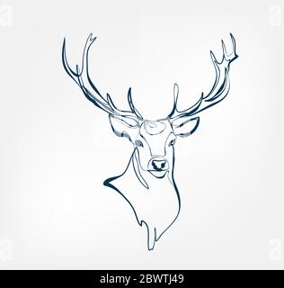 deer vector animal wild one line Stock Vector