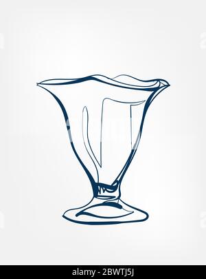 ice cream glass vector one line art drink isolated Stock Vector