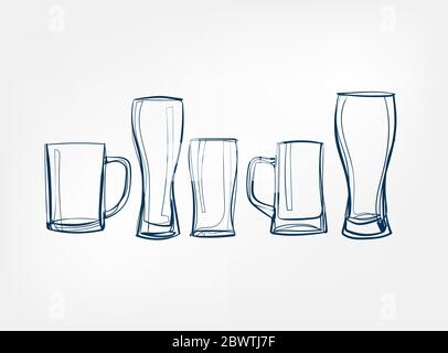 beer glass vector one line art drink isolated Stock Vector