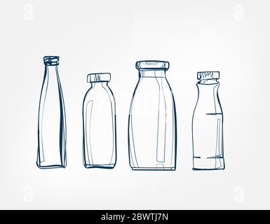 bottles vector one line art drink isolated Stock Vector
