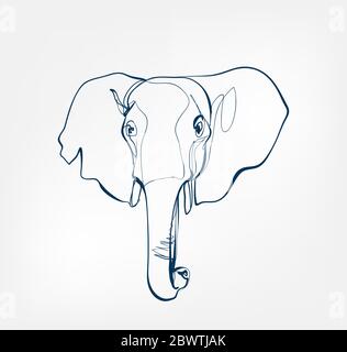 elephant vector animal wild one line Stock Vector