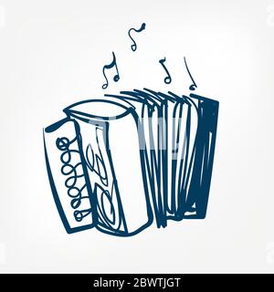 accordion sketch vector illustration isolated design element isolated Stock Vector