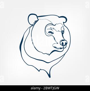 bear vector animal wild one line Stock Vector