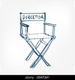director chair vector sketch illustration line isolated outline Stock Vector
