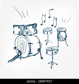 Stok resolusi tinggi sketsa vektor snare drumStok resolusi tinggi sketsa vektor snare drum  