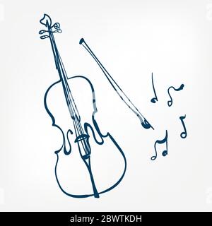 cello sketch vector illustration isolated design element isolated Stock Vector